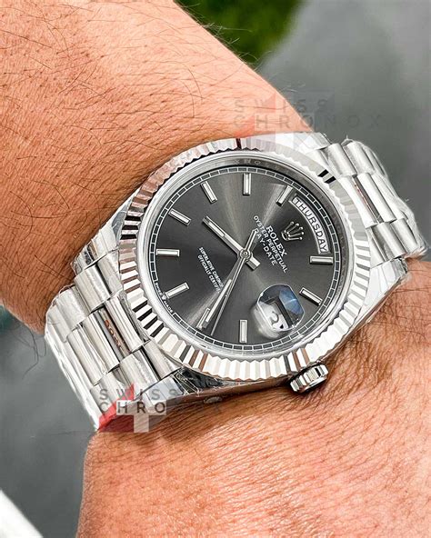 rolex day date gray dial|Rolex Day-Date 228239.